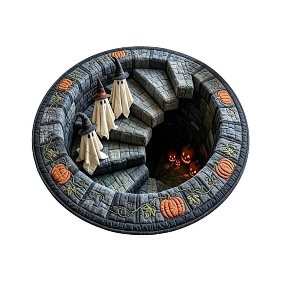 3D Halloween Rug, Candy Corn Abyss Quilted Round Mat, Halloween Quilted Round Rug 3D Illusion, Soft & Durable Fabric Non- Modern Home Decor (40cm/15.75in,60cm/23.62in,80cm/31.5in, Style )