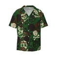 thumbnail image 2 of Lsque Camouflage Skull print Men's Cuban Collar Short Sleeve Shirt Summer Beachwear Casual Button Down Fashionable Vacation Leisure Shirt-X-Large, 2 of 7