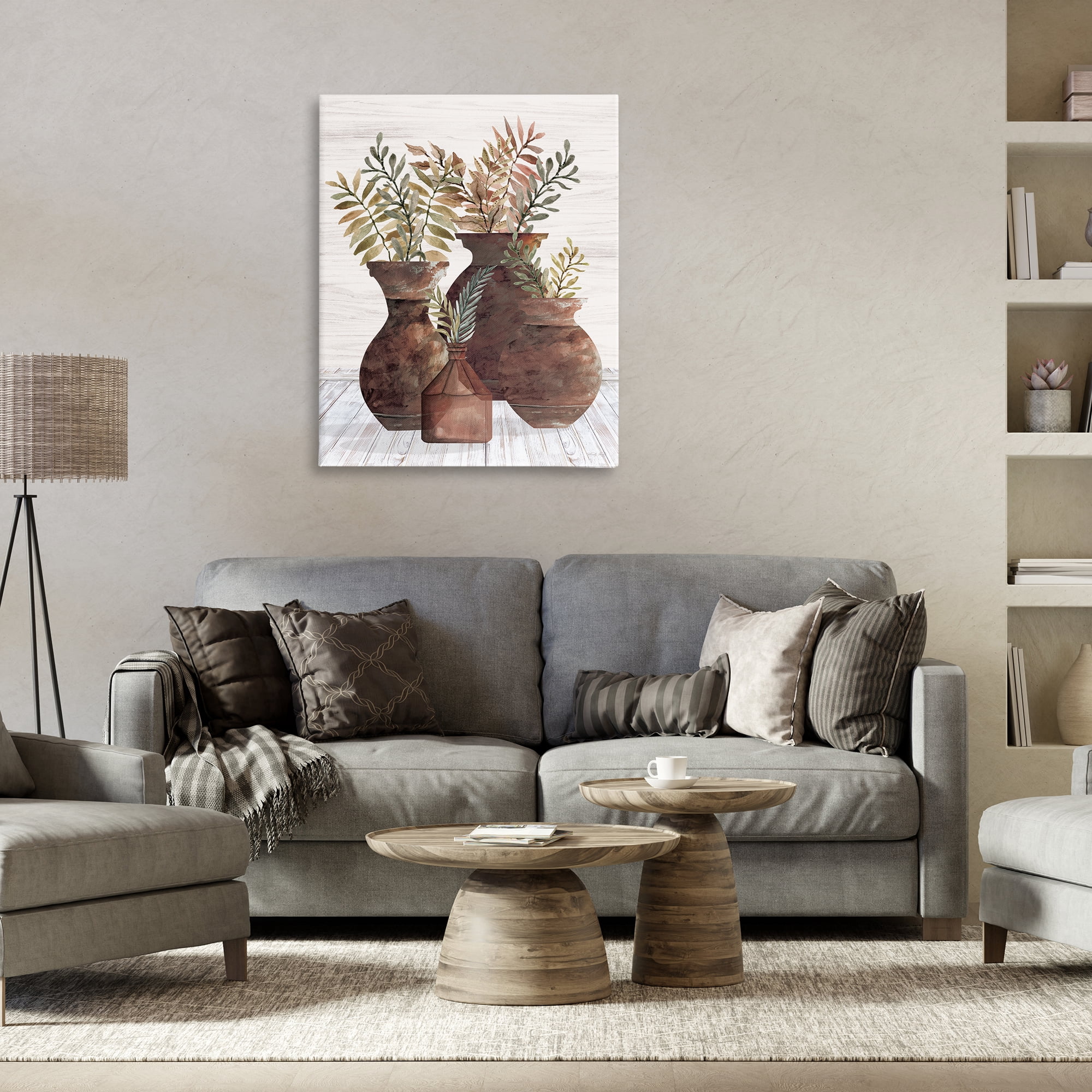 Stupell Industries Rustic Pottery Plants Plants & Flowers Painting Wrapped Canvas Art Print Wall Art, 30 x 40