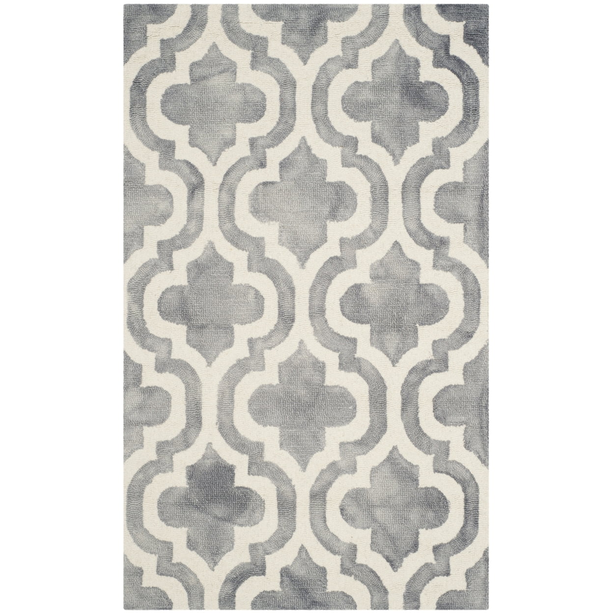 SAFAVIEH Dip Dye Jolyon Faded Geometric Wool Area Rug, Grey/Ivory, 5' x 8'