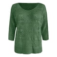 thumbnail image 5 of XIAONU Women's Batwing Sleeve Loose Fit Casual Top Openwork Pattern Vacation Daily Lightweight Blouse, 5 of 5