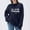 Navy, variant on Women's Funny Graphic Print Oversized Pullover - Knit Long Sleeve Shirt, Casual Comfy Loose Fit Sweater