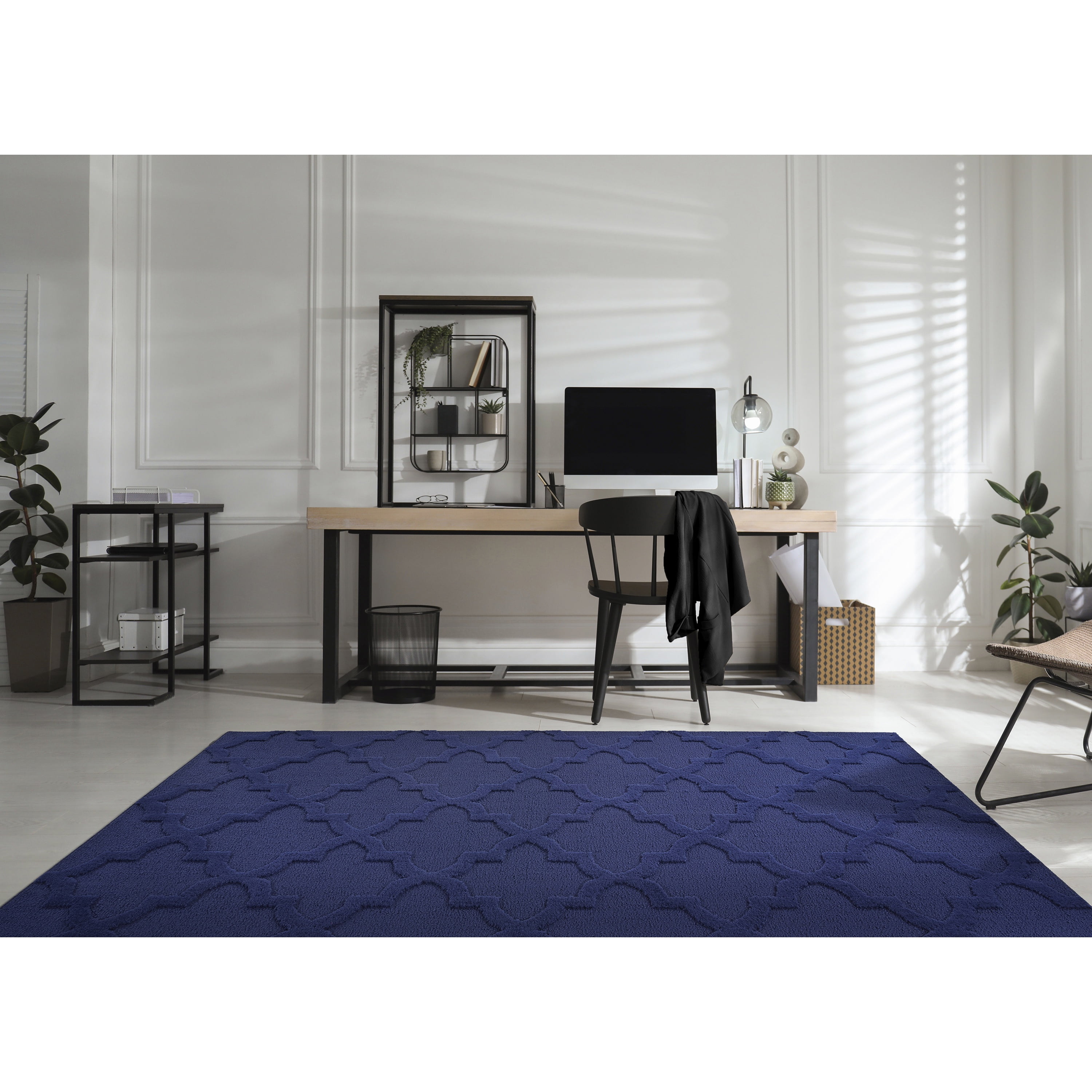 Garland Rug Quatro Polypropylene Navy Indoor Area Rug, 5' x 8'