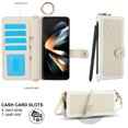thumbnail image 3 of Dteck for Samsung Galaxy Z Fold 5 Wallet Case with S Pen Holder & Crossbody Lanyard Strap & Wrist Strip, Shockproof Stylish Protective Cover for Galaxy Z Fold 5,Beige, 3 of 9