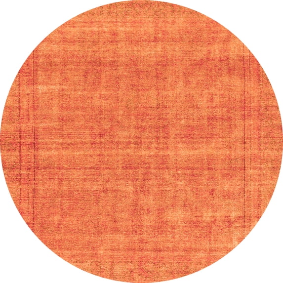 Ahgly Company Indoor Round Abstract Orange Modern Area Rugs, 7' Round