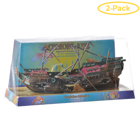 Penn Plax Action Air Shipwreck Aquarium Ornament 10 Long x 7 High (With Masts in Place) - Pack of (Best Place For Fish Tank)