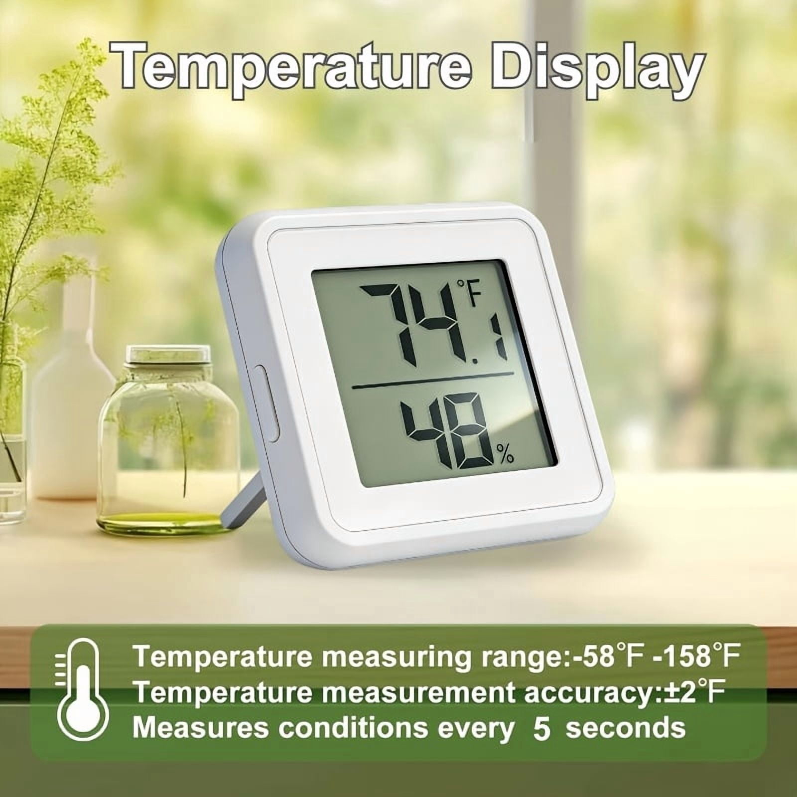High Precision Digital Thermometer Hygrometer, 5S Fast Refresh, Magnetic Stand, Large Screen, °C/°F Switchable, Dual Display for Multi-Scene Use