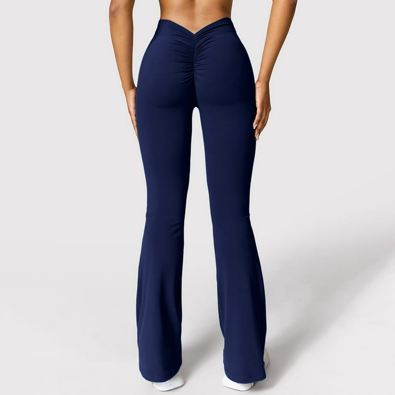 Plus Size Navy Blue Wide Leg Pull On Stretch Jersey Yoga Pants