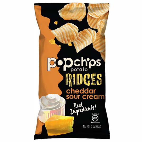 Popchips Potato Ridges Cheddar & Sour Cream Chips 3 oz Bags - Pack of ...