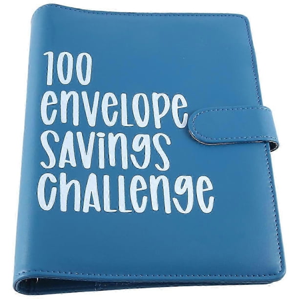 Carpeta para el reto de los 100 sobres, carpeta para retos de ahorro, carpeta de presupuesto, una forma fácil y divertida de ahorrar dinero (azul)
