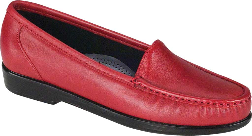 Women's SAS Simplify Moccasin Loafer Red Leather 6 WW - Walmart.com