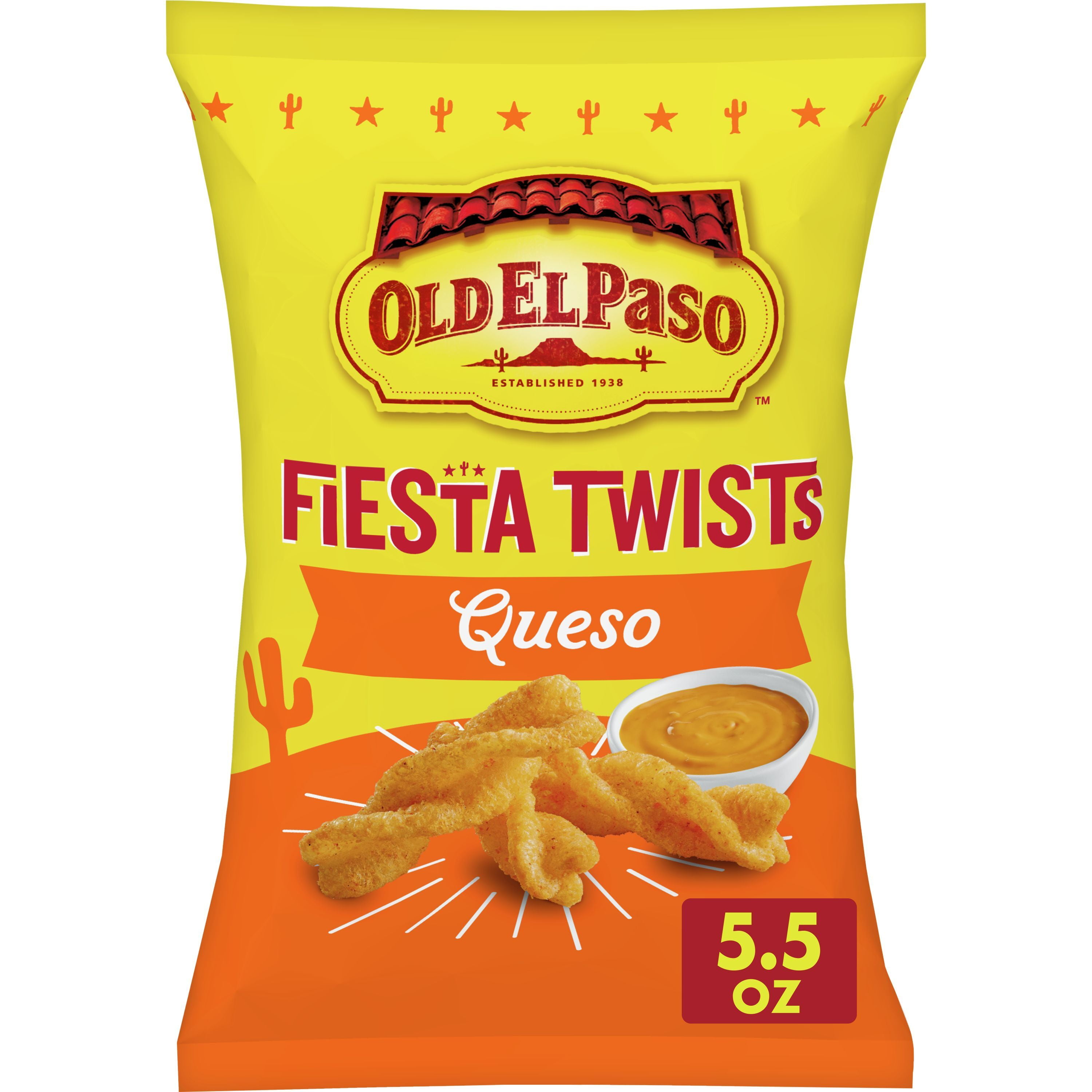 Old El Paso Fiesta Twists, Queso Cheese, Crispy Corn Snacks, 5.5 oz