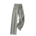 thumbnail image 6 of Diufon Linen Pants Women Summer Wide Leg Drawstring High Waist Pant Casual Loose Boho Beach Trousers with Pockets, 6 of 7