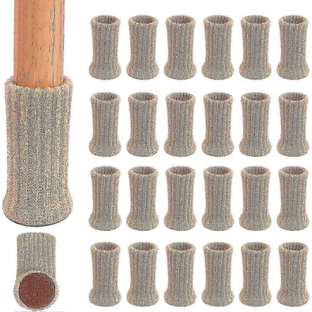 24 pieces chair socks, non-slip knitted highly elastic furniture leg socks,floor protectorsblack