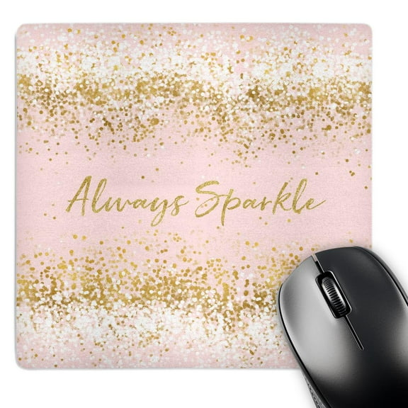 3dRose, Image of Pink Gold Confetti Always Sparkle, MousePad