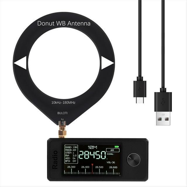 Radio Portátil de 0,5-108 MHz LSB USB AM FM Radio de Bolsillo FM/AM Pantalla de 1,9 Pulgadas Receptor de Radio de Todas las Bandas HF SW MW VHF Radio Negra