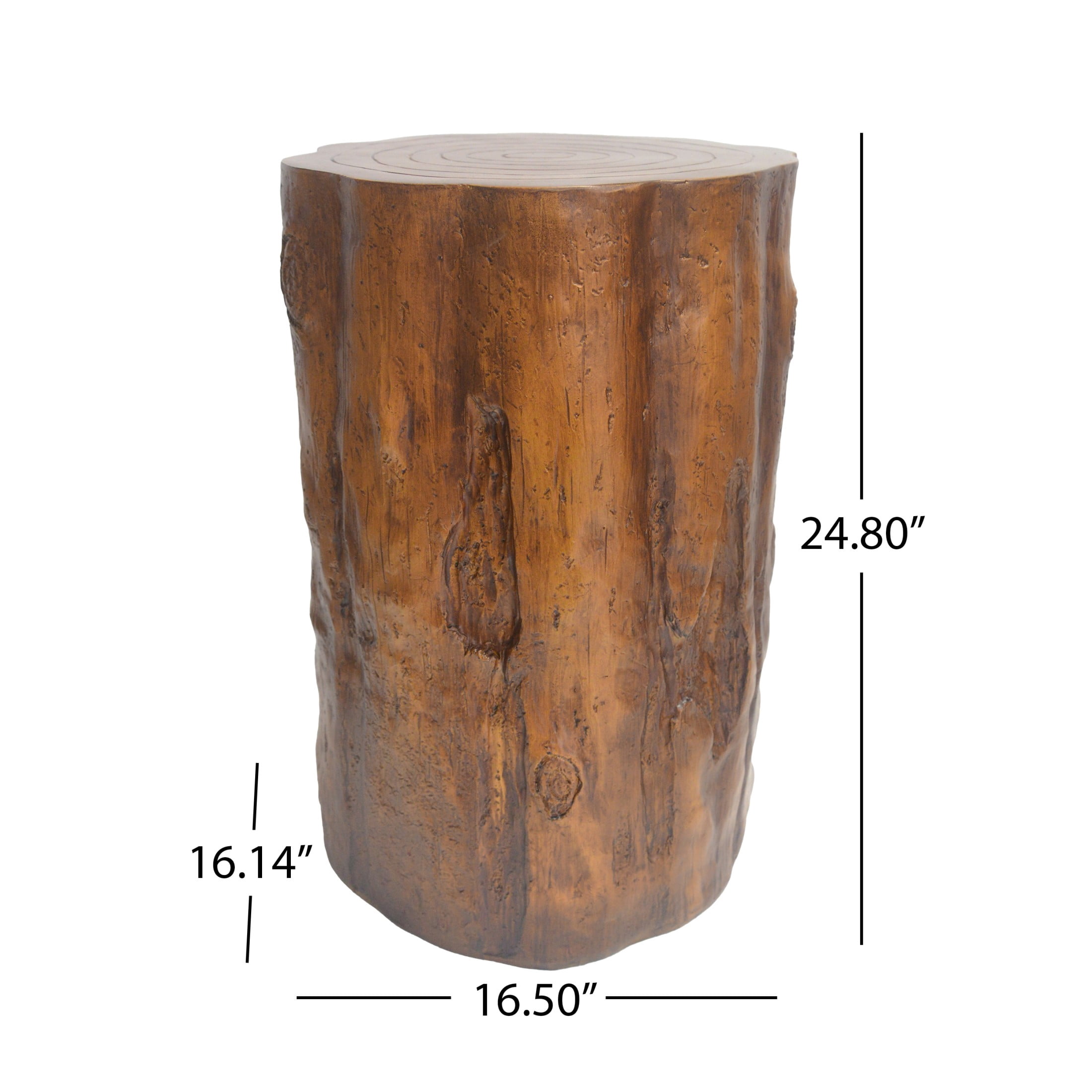 Christopher Knight Home 24.8" Outdoor Indoor Tree Stump MGO Side Table, Distressed Wood Grain, Brown