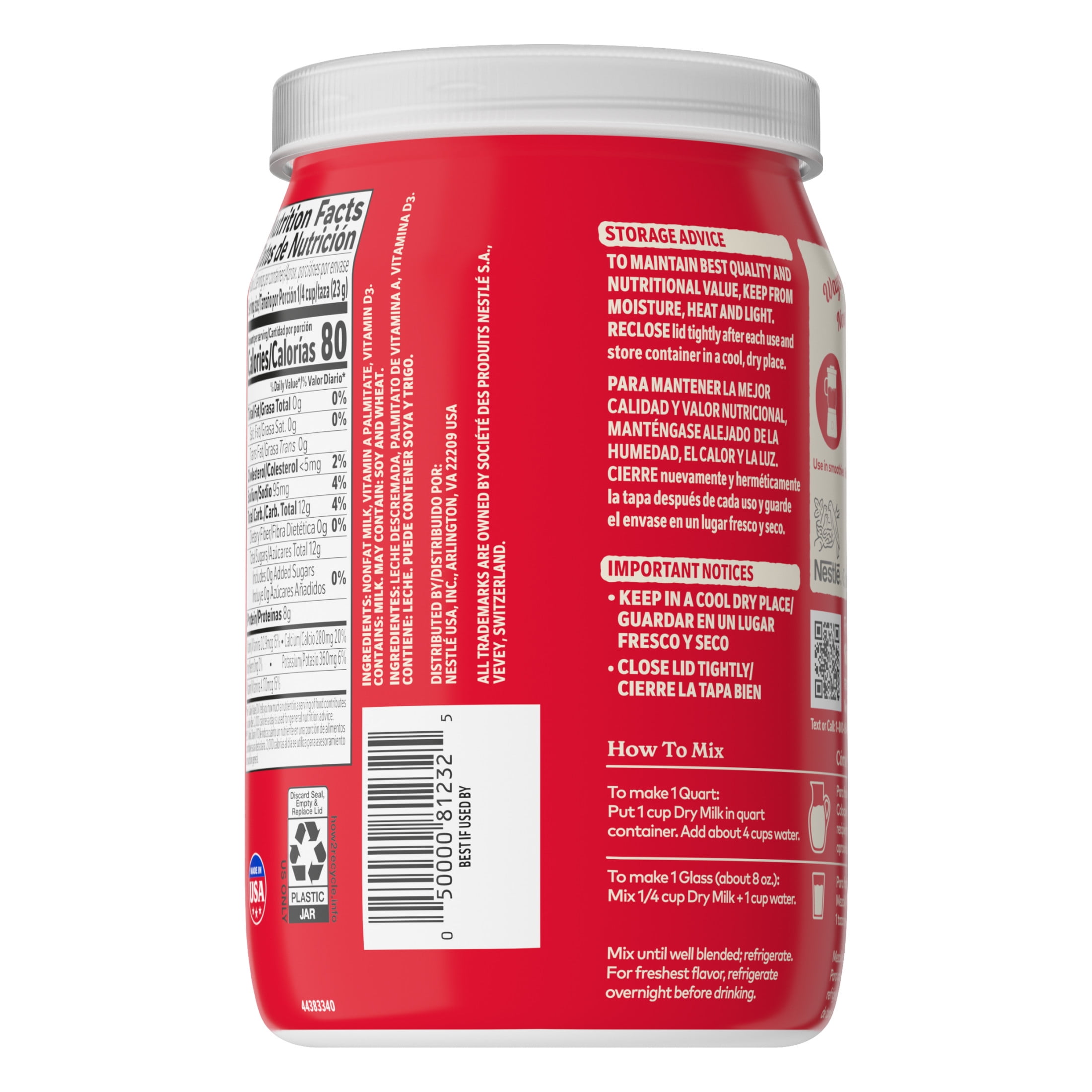 Nestle Carnation Instant Non-Fat Dry Milk, Vitamin D Added, Cooking Milk, Shelf Milk  9.625 oz
