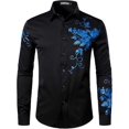 thumbnail image 1 of Featured - Men's Fashion Rose Floral Print Slim Fit Long Sleeve Button Party Formal Shirt, 1 of 2