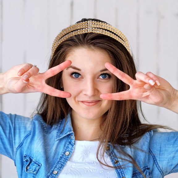 ELAYARD Bridal Wedding Headband with Golden Rhinestones and Elegant Bridal Jewelry Accessory