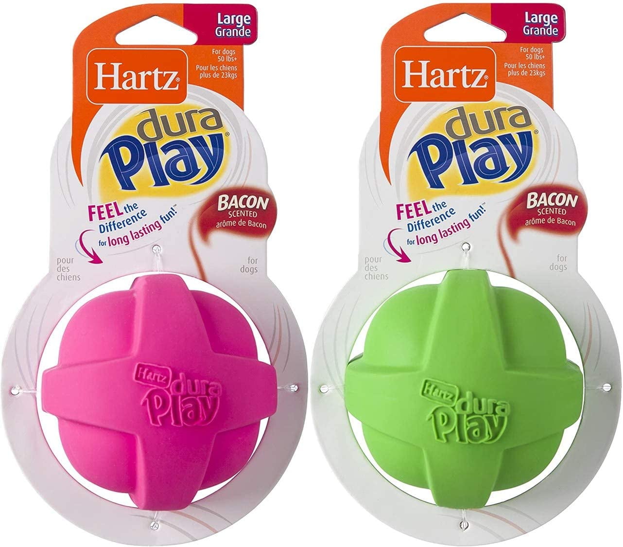 Hartz Dura Play Large Ball Dog Toy (Colors May Vary) (Pack of 2)