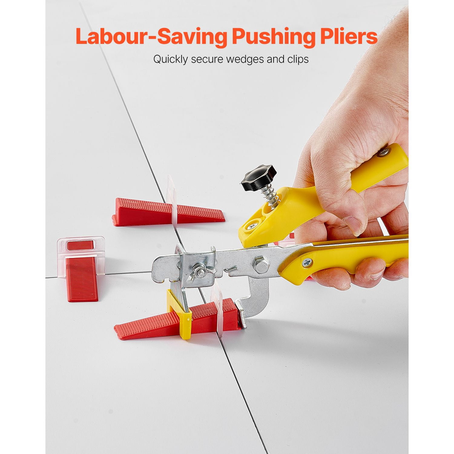 Tile Leveling System Kit 700pcs 1/8" Spacers, 200 Wedges, Tile Pliers, PP Material, Reusable Wedges, for Floor Wall Tile Installation