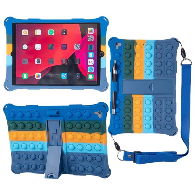 Étui pour Tablette pour iPad 9.7 2018 2017 5th 6th Funda Étui Support pour Enfants pour iPad Air 5 4 10.2 7th 8th 9th 10th Generation Pro 11 Étui Coloré Bleu Foncé-SP iPad Air 1 Air 2