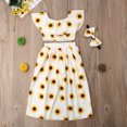 thumbnail image 3 of Sinhoon 3Pcs Toddler Kids Baby Girls Sunflower Clothes Off Shoulder Ruffle Crop Tops Shorts Dress Headband Outfits, 3 of 8