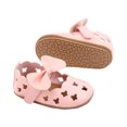 thumbnail image 4 of AJTQTH Shoes for Baby Toddler Hollowed Out Sneakers Bow Velcro Straps Walking Shoes Closed Toe Non-Slip Soft Soled Faux Leather Shoes Pink 13, 4 of 9
