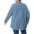 thumbnail image 4 of Plus Size Shirts for Women Chambray Top Button Down Denim Shirts Tops 2025 5X Light Blue, 4 of 7
