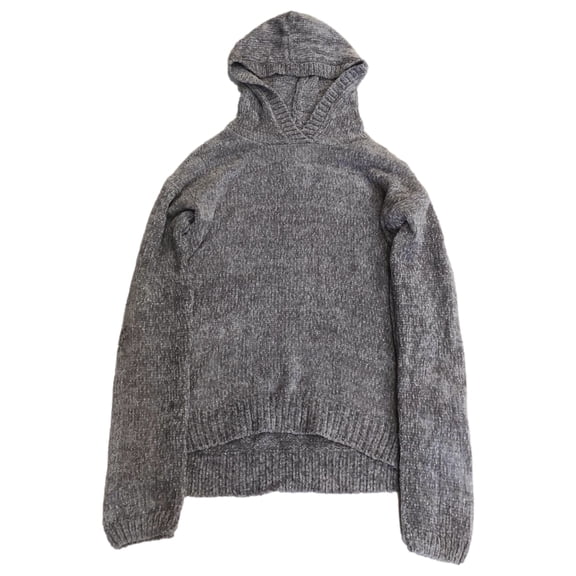 Girls Soft Gray Sparkle Chenille Hooded Hoodie Sweater Large (10/12)
