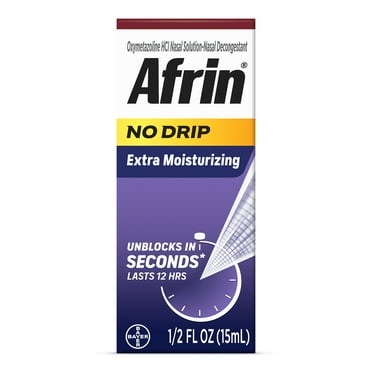 Afrin No Drip Extra Moisturizing Nasal Spray,12 Hour Congestion Relief, 15 mL