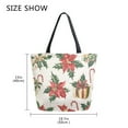 thumbnail image 5 of FORMRS Womens Canvas Tote Bag with Zipper Inner Pocket Shoulder Handbag, Red Christmas Poinsettia, 5 of 7