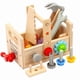 thumbnail image 2 of Juego de herramientas de madera para niños, banco de trabajo, caja de herramientas de reparación para niños pequeños, incluye tornillos y herramientas manuales, juguete educativo de construcción, 2 of 5