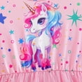 thumbnail image 5 of IPIO Girls Unicorn Dress Pink Rainbow Tulle Princess Party Dress, Sparkly Star Short Sleeve Birthday Outfit for Kids, Toddler Girls Dress-Up, 5 of 6