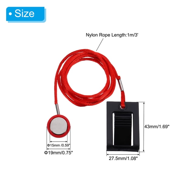 Lot De 4 Clés De Sécurité Magnétiques Pour Tapis De Course – Universelles, ABS, Câble Nylon 1m, Clip Rouge