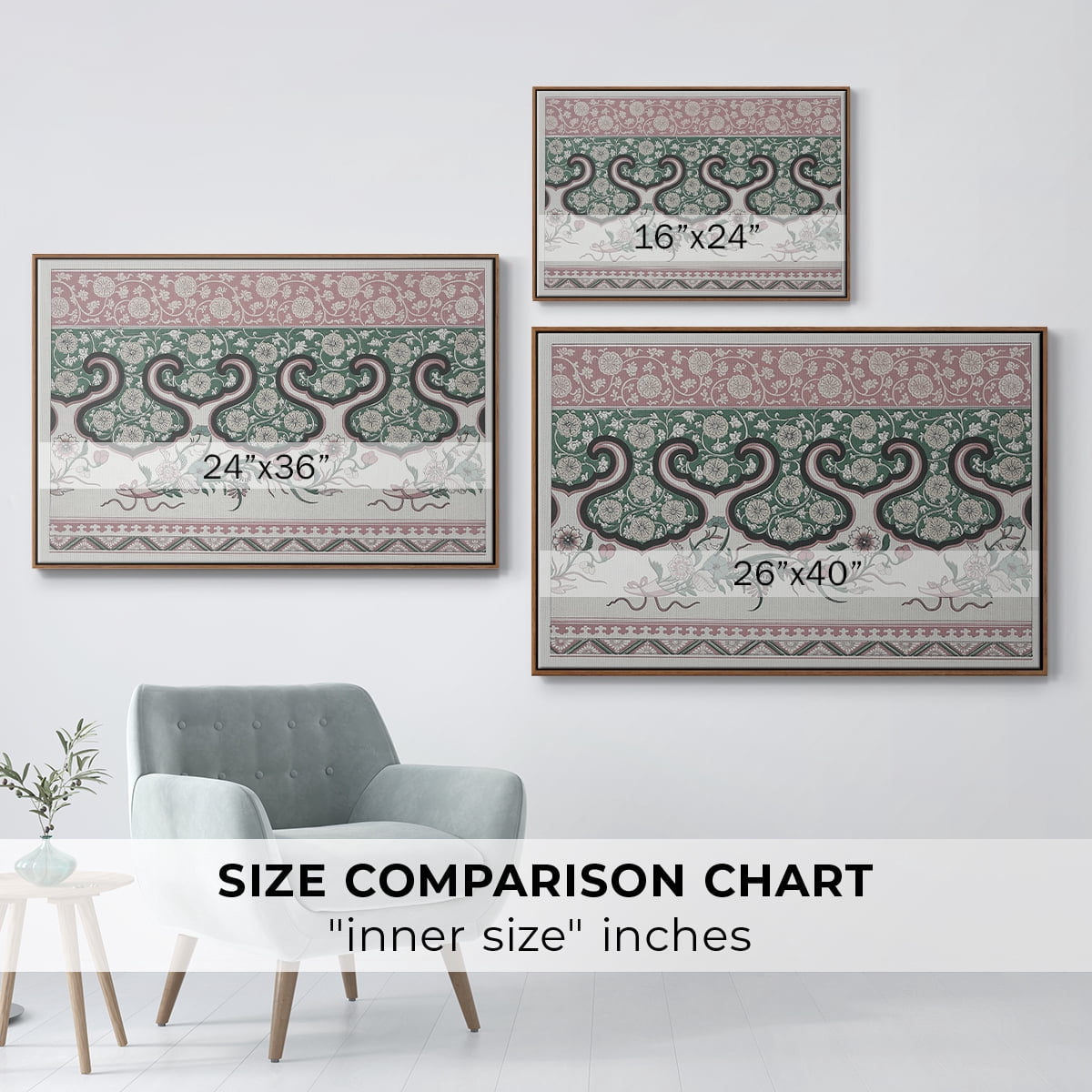 Vintage Abstract Print-XXIX Framed in Walnut Wood Gallery Wrapped Canvas 27 in. x 41 in.