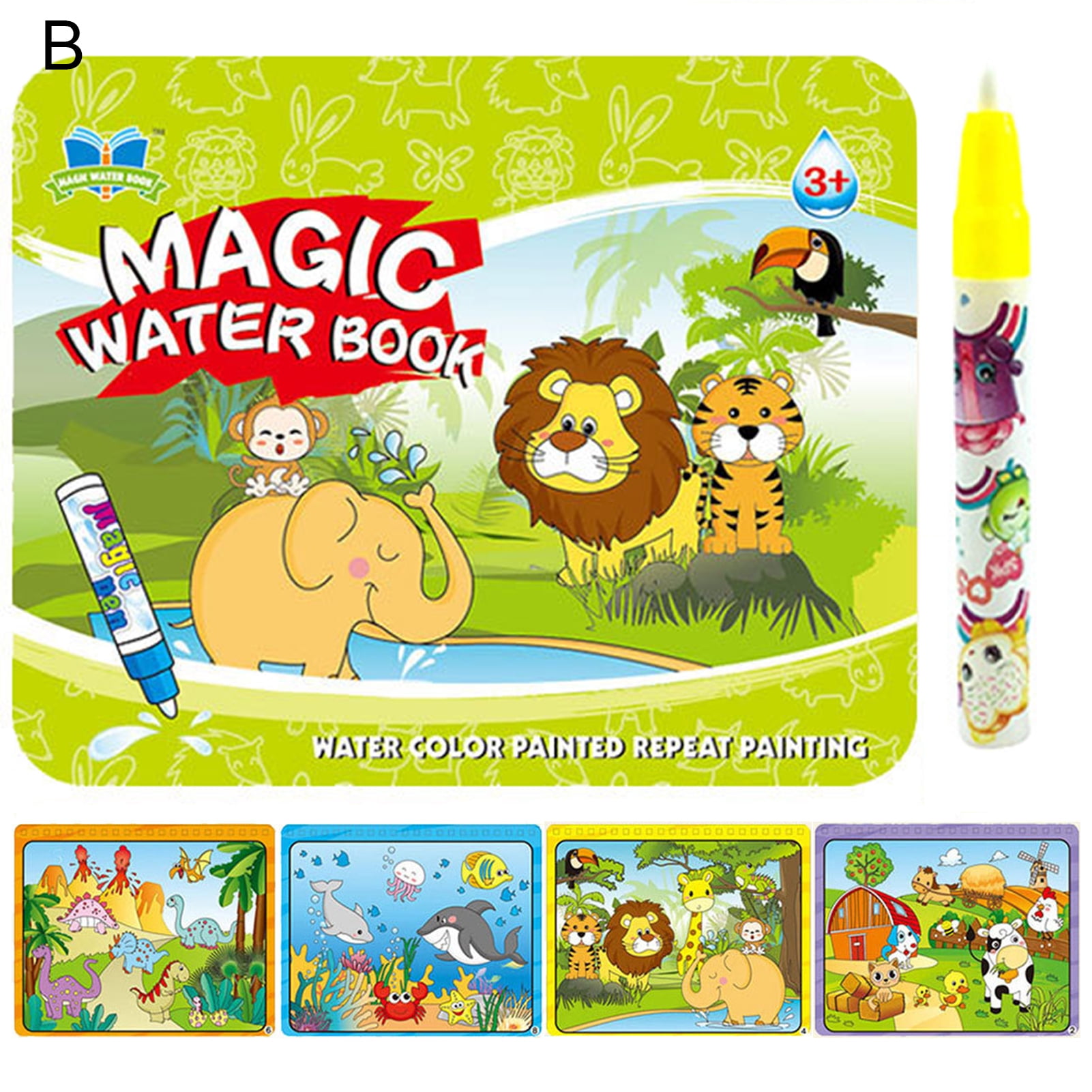 Bluelans Color Changing Kids Drawing Book Ergonomic Paper Magical Water Coloring Painting Book for Child