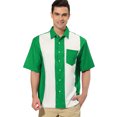 thumbnail image 2 of Lars Amadeus Camisa de retazos a rayas para hombre, manga corta, con botones, informal, color bloque, camisas de verano Verde M, 2 of 6