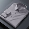 thumbnail image 5 of JUUYY Men's Four Side Silk Dress Shirt Casual Business Wedding Shirt Wrinkle-Free Button Collared Long Sleeve Shirts Gray L, 5 of 5