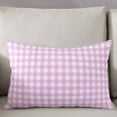 thumbnail image 3 of Pink Grid Throw Pillow Cover 20 x 26 Inch Decorative Pillow Cover Checkered Plaid Gingham Lattice Trellis Print Lumbar Pillowcase Seasonal Rectangle Cushion Case for Couch Sofa Bed Living Room, 3 of 7