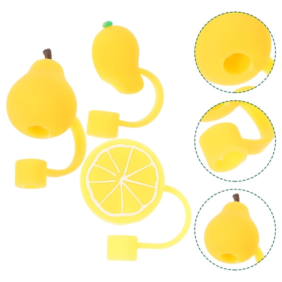 DRAFIDEEP 3-Pack Silicone Straw Tip Covers in Yellow, Dust-Filtering Drinking Straw Protectors for Home and Everyday Use