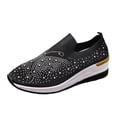 thumbnail image 2 of Willtoo Women's Glittery Rhinestone Fashion Breathable Wedge Sneakers Summer Butterfly Embroidered Bling Sneakers for Women Sparkly Mesh Slip-on Walking Sneaker Black, 2 of 6