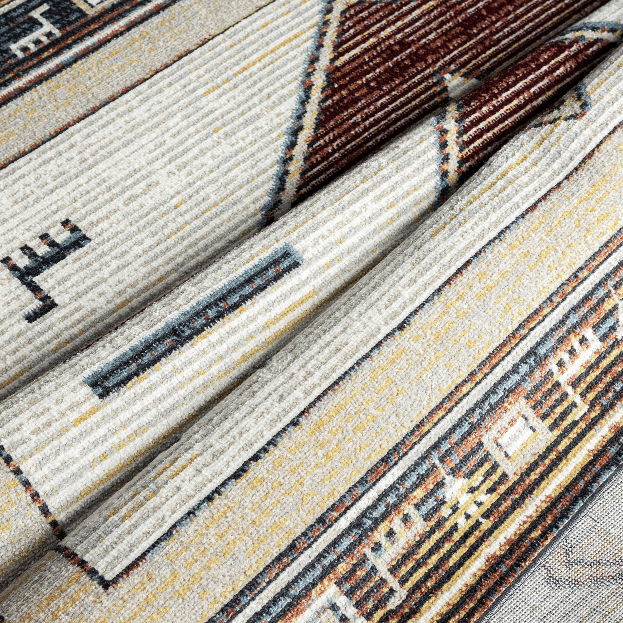 Everwash™ Treasure Southwestern Geometric Machine Washable Runner Area Rug, Beige/Blue, 2'2"x7'2"