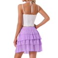 thumbnail image 3 of INSPIRE CHIC Women's Summer Cute Ruffled A-Line Lace Mini 2026 Tiered Skirt S Light Purple, 3 of 4