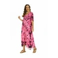 thumbnail image 4 of Beautybatik Red Women Hippie Tie Dye Caftan Kaftan Loungewear Maxi Plus Size Long Dress XL, 4 of 6