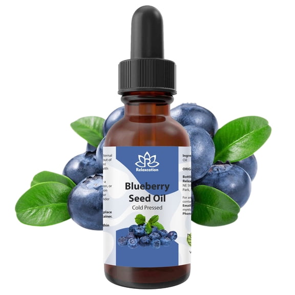 Pure Blueberry Seed Oil, Cold Pressed, Unrefined, for Skin, Hair & Nails by Relaxcation 0.5 fl oz