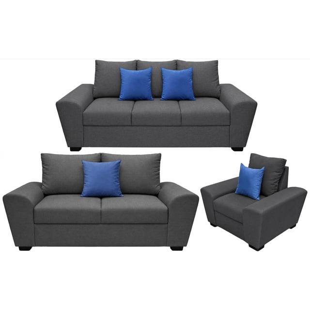 Sala Modular 3-2-1 El Bazar Store Islandia Gris Oxford Sofa Love seat y sillon