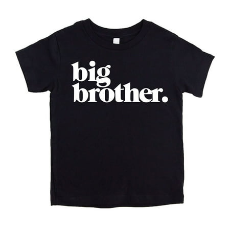 

Bold Promoted to Big Brother Period Sibling Reveal Shirt for Boys Sibling Outfit Black Short Sleeve Shirt 4T