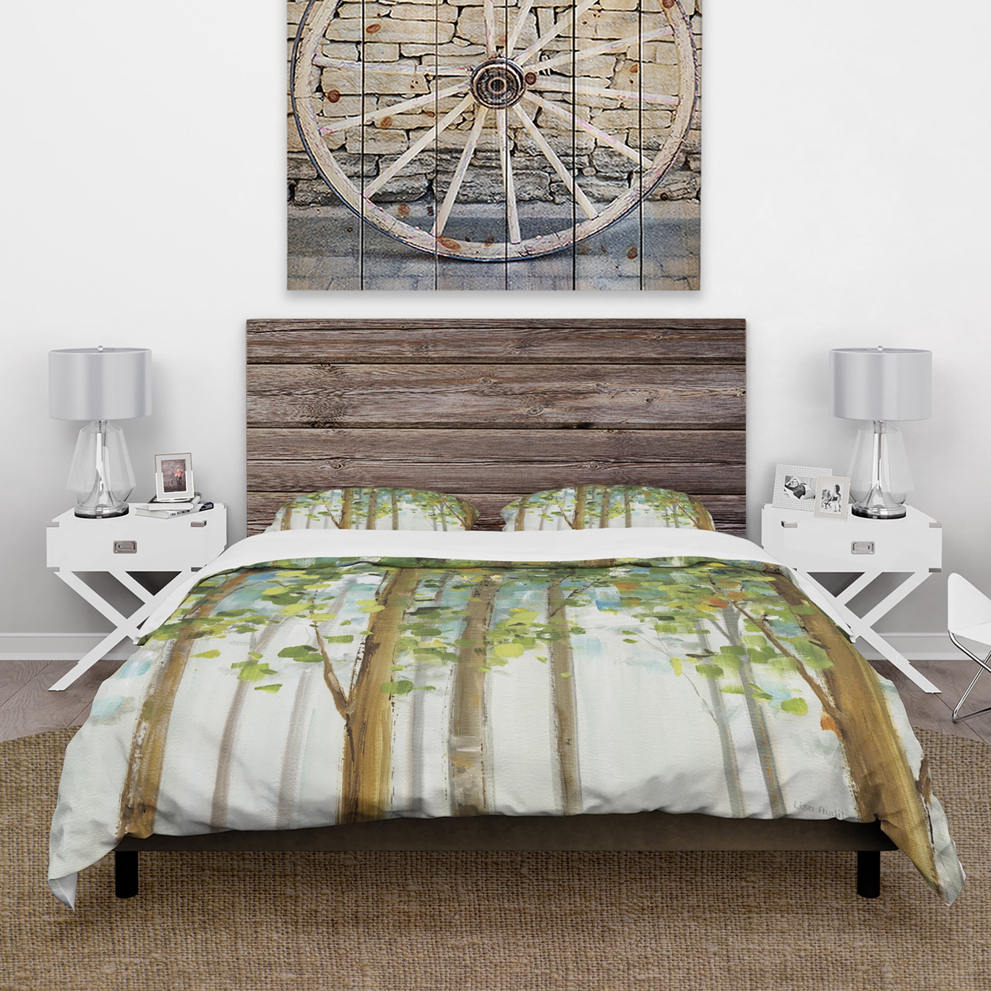 Designart 'Green Forest Study' Farmhouse Duvet Cover Set
